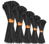 Set di 600 fascette stringicavo nero, 100/150/200/300 mm, resistenti ai raggi UV, resistenza alla trazione fino a 22 kg, fascette autobloccanti per gestione dei cavi, giardinaggio, casa, officine