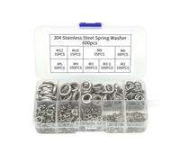 Set di 600 rondelle a molla in acciaio inox M2-304, assortimento di 9 misure, rondelle a molla M2 per automotive e ingegneria meccanica, set di 600 anelli a molla elicoidali in robusta scatola