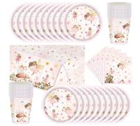 Set di 61 pezzi di stoviglie per feste di compleanno per bambini, tra cui piatti di carta, bicchieri di carta, tovaglioli e tovaglie per 20 compleanni di bambini