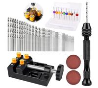 Set di 62 punte per trapano a mano con 48 punte elicoidali, trapano a mano, 10 mini trapano, mini trapano, trapano a mano in legno, 0,3 mm - 1,2 mm, micro trapano per fai da te Drilling Model Making