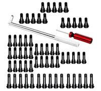 Set di 62 strumenti per la riparazione delle valvole dei pneumatici, con steli per valvole degli pneumatici in EPDM a scatto TR412 TR413 TR414, strumento di rimozione del nucleo della valvola per auto