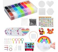 Set di 6300 perline da stirare, 24 colori, con perline da stirare, piastre e perline in scatola assortita, set per bambini, 5 mm, set di perline da stirare fai da te, per ragazze, ragazzi, regalo di