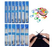 Set di 65 ferri da maglia in acciaio inox con 20 pennarelli, 15 cm, ferri da maglia a doppia punta, 13 misure da 1,5 mm a 5,0 mm, ferri da maglia per calze, guanti, cappelli, sciarpe