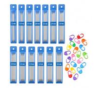 Set di 65 ferri da maglia in acciaio inox con marcatore per maglia e custodia