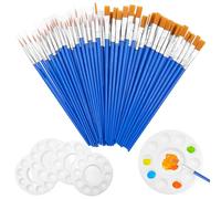 Set di 65 pennelli rotondi piatti, set di pennelli per pittura acrilica, acquerelli e olio, perfetti per artisti, maestri e principianti, set di pennelli piccoli - 2 diverse misure