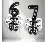 Set di 67 palloncini per compleanno meme, 32 palloncini in alluminio bianco e nero numero 6 7 con divertenti palloncini in lattice stampati, meme giocoso decorazioni di compleanno per feste per adulti