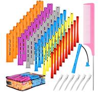 Set di 68 aste per permanenti per capelli, 6 misure, in plastica, con pettini a coda di topo, clip per acconciature, aste per permanente, per capelli lunghi e corti e naturali, strumenti per