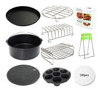 Set di 7 accessori per friggitrice ad aria 9 pollici XL per friggitrice ad aria 5.3Qt-6.8Qt Phillips Nuwave Gowise Gourmia Ninja Dash Air Friggitrice con stampo per uova, teglia per pizza, barilotto