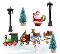 Set di 7 accessori per porta del gnomo, set per porta del gnomo, set di porte di Natale, treno e mini albero di Natale e lampada da strada e pupazzo di neve, decorazione natalizia