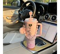 Set di 7 accessori rosa sakura per bicchiere da 30oz e 40oz - Manico a catena decorativo, stivale in silicone, copertura per cannuccia, portachiavi con pompon, regalo carino primaverile per donne e ra