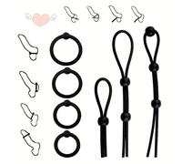 Set di 7 anelli di bloccaggio per lo sperma, regolabili in dimensione e lunghezza (nero - 7PCS)