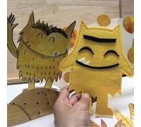 Set di 7 bambole di mostri in feltro con espressioni facciali, adatte per libri di testo inglesi, libri illustrati e libri di storie. Include giocattoli per il riconoscimento dei colori per le emozion