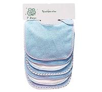 Set di 7 bavaglini morbidi a doppio strato, 100% cotone, assorbenti (blue)