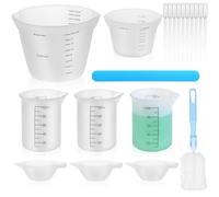 Set di 7 bicchieri in silicone da versare, 100 ml, 250 ml, 500 ml, in silicone, per resina epossidica, fai da te, laboratorio, cucina, con 3 bicchieri per miscelazione di vernici, accessori in resina