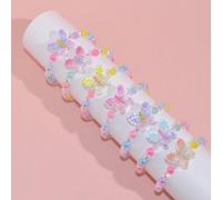 Set di 7 braccialetti per bambini, minimalisti e carini, con farfalle e perle trasparenti miste, adatto come regalo per feste per ragazze e per uso quotidiano Tagli UnicaABS