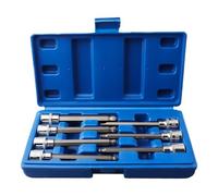 Set di 7 bussole esagonali con estremità sferica, 110 mm di lunghezza, in acciaio al cromo vanadio H3-H10, con adattatore quadrato da 3/8", per chiusure a incasso profondo, grigio