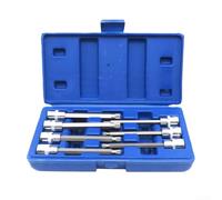 Set di 7 bussole metriche extra lunghe a stella da 3/8 pollici, M5, M6, M7, M8, M9, M10, in lega di acciaio al cromo vanadio, con marcature incise, conservate in una comoda custodia