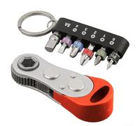 Set di 7 cacciaviti a cricchetto, mini chiave in acciaio con punte PH0-PH3/SL4 e adattatore, 60 x 23 x 13 mm, design compatto per la riparazione di mobili e elettrodomestici, impugnatura ergonomica