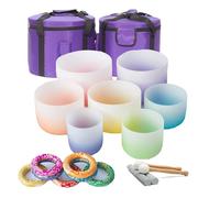 Set di 7 campane tibetane in quarzo per la guarigione dei chakra, con custodia e accessori per terapia del suono e meditazione