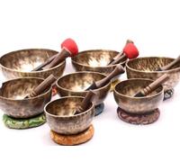 Set di 7 campane tibetane realizzate a mano per la guarigione dei sette chakra, con campana tibetana e vibrante liscia