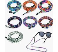 Set di 7 catenelle per occhiali da donna, cinturini antiscivolo regolabili in cotone colorato per occhiali da lettura.