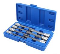 Set di 7 chiavi a bussola esagonali a stella in lega di acciaio da 3/8", 7 pezzi, con gambo esteso da 110 mm per una maggiore accessibilità in aree ristrette (12 punti)