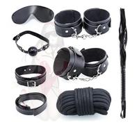 Set di 7 cinghie elastiche in pelle nera per mani e gambe, design regolabile, adatto per le transizioni delle posizioni yoga indoor