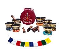 Set di 7 ciotole tibetane per la meditazione del Nepal, con sette note chakra, con mantra budda e occhio inciso a mano.