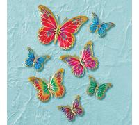 Set Di 7 Colorato Metallo Farfalla Interno/Esterno Casa Recinto Parete Sculture