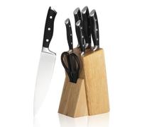 Set di 7 coltelli con Ceppo, 7 Pezzi, Chef, per Pane, Coltello a Fette, Multiuso Spelucchino, Forbici da Cucina Multifunzione e Blocco Coltelli, Manico Ergonomico
