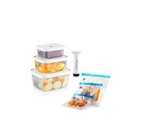 Set di 7 contenitori e sacchetti per alimenti, senza BPA, trasparenti, 450 ml, 950 ml e 1800 ml, lavabili in lavastoviglie, versatili e durevoli