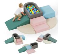 Set di 7 Costruzioni Morbide per Bambini, Set da Gioco Blocchi Morbidi in Schiuma, Blocchi in Schiuma per Arrampicarsi con Piscina di Palline, Giocattoli Montessori per Soggiorno, Cameretta e Asilo