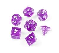 Set di 7 cubi poliedrici trasparenti DND poliedri per dungeons & dragon, D&D, RPG, MTG - Include D4 D6 D8 D10 D12 D20 (viola trasparente)