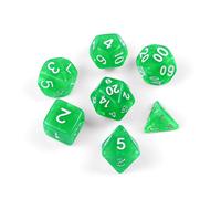 Set di 7 cubi poliedrici trasparenti DND poliedri per dungeons & dragon, D&D, RPG, MTG - Include D4 D6 D8 D10 D12 D20 (verde trasparente)