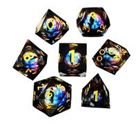 Set di 7 cubi portatili, cubi di ruolo, cubi e accessori, design unico liquid-core, piccoli cubi poliedrici per uomini e donne.