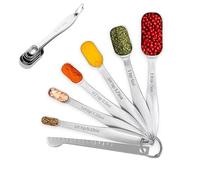 Set di 7 cucchiai dosatori con livellatore, cucchiaino in acciaio inox e cucchiai dosatori per ingredienti secchi, gadget da cucina rettangolari