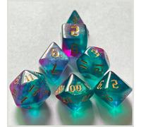 Set di 7 dadi bicolore che cambiano colore, con nuovo carattere, dadi digitali multifaccettati, accessori essenziali per giochi da tavolo e intrattenimento per feste Tagli UnicaPMMA