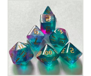 Set di 7 dadi bicolore che cambiano colore, con nuovo carattere, dadi digitali multifaccettati, accessori essenziali per giochi da tavolo e intrattenimento per feste Tagli UnicaPMMA