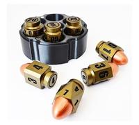 Set di 7 dadi Bullet con base in resina revolver cubi in ottone poliedro resina set di dadi Bullet Dice Set di dadi Cyberpunk