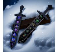 Set di 7 dadi con scatola di immagazzinaggio a forma di spada in resina ABS stampata in 3D, adatto per giochi da tavolo TTRPG/RPG o altri giochi da tavolo | Spada per dadi unica, adatta per feste di g