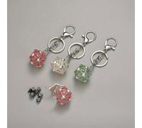 Set di 7 dadi D20 in metallo con scatola vuota - Dadi mini portatili e alla moda con portachiavi, disponibili in blu, rosso, viola, adatti per giochi di ruolo, ideali come regali per compleanni e Nata