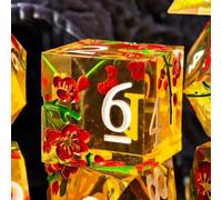 Set di 7 dadi DND con bordi a rasoio e fiori, per giochi da tavolo Dungeons e Dragon