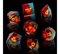 Set di 7 dadi DND Dragon Eye, Dungeons and Dragons, con confezione regalo, perfetto per giochi di ruolo (blu e rosso)