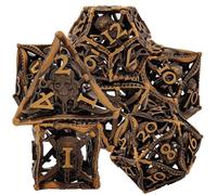 Set di 7 dadi in metallo cavo DND, vintage Golden Pirate, gioco di ruolo D&D, set di dadi in metallo poliedrico, set di dadi per giochi da tavolo Pathfinder Warhammer RPG