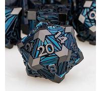 Set di 7 dadi in metallo per DND con scatola, dadi poliedrici neri blu D e D per l'uso con giochi da tavolo D&D Set di dadi poliedrici D20 D12 D10 D8 D6 D4