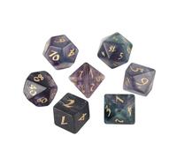 Set di 7 dadi per DND con pietre preziose naturali, in cristallo di fluorite, per giochi di ruolo, D&D, set di dadi in fluorite DND, set di dadi poliedrici per giochi di ruolo da tavolo, viola A
