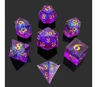 Set di 7 dadi poliedrici DND in resina con bordo affilato D&D per Dungeons and Dragons RPG MTG giochi da tavolo (viola)