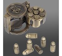 Set di 7 dadi poliedrici in metallo con cilindro revolver rotante, dadi in stile cyberpunk per giochi da tavolo a tema fantascienza, guerra o crimine (bronzo)