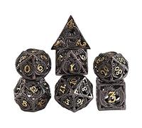 Set di 7 dadi poliedrici in rame a forma di drago cavo, con scatola di metallo, per giochi di ruolo, matematica, insegnamento