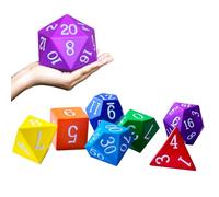 Set di 7 dadi poliedrici in schiuma Jumbo da 10 cm, grandi colori arcobaleno per giochi e risorse didattiche